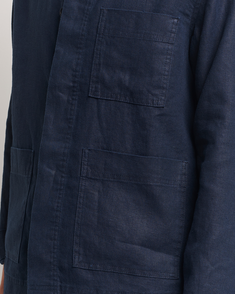Herren | Hemden | NN07 | Olav Linen Overshirt Navy Blue