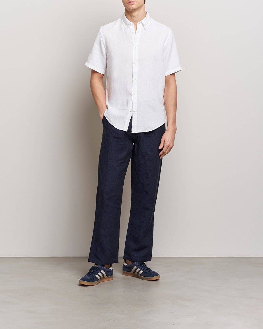 Herren | Hemden | NN07 | Arne Linen Short Sleeve Shirt White