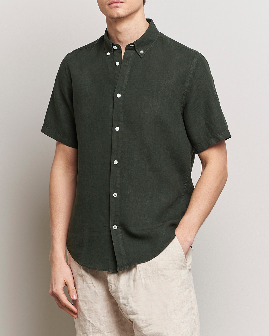 Herren | Kategorie | NN07 | Arne Linen Short Sleeve Shirt Rosin Green