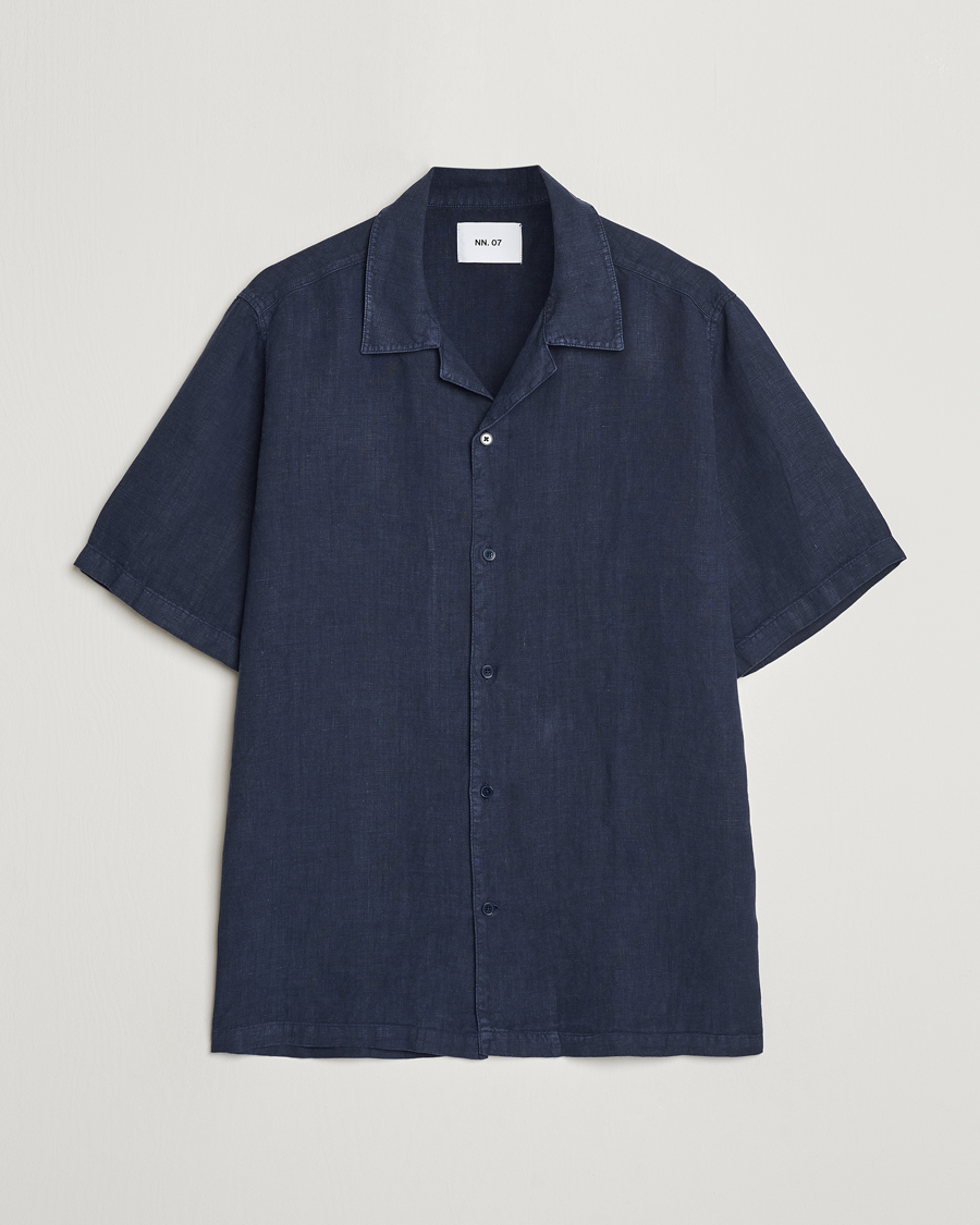Herren | Hemden | NN07 | Julio Linen Resort Shirt Navy Blue