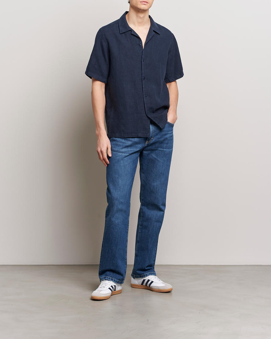 Herren | Hemden | NN07 | Julio Linen Resort Shirt Navy Blue