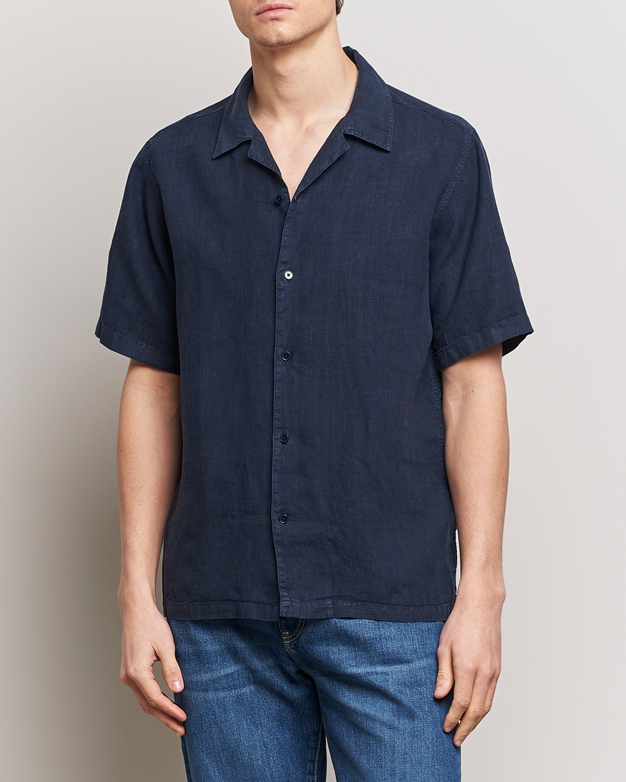 Herren | Kurzarmhemden | NN07 | Julio Linen Resort Shirt Navy Blue