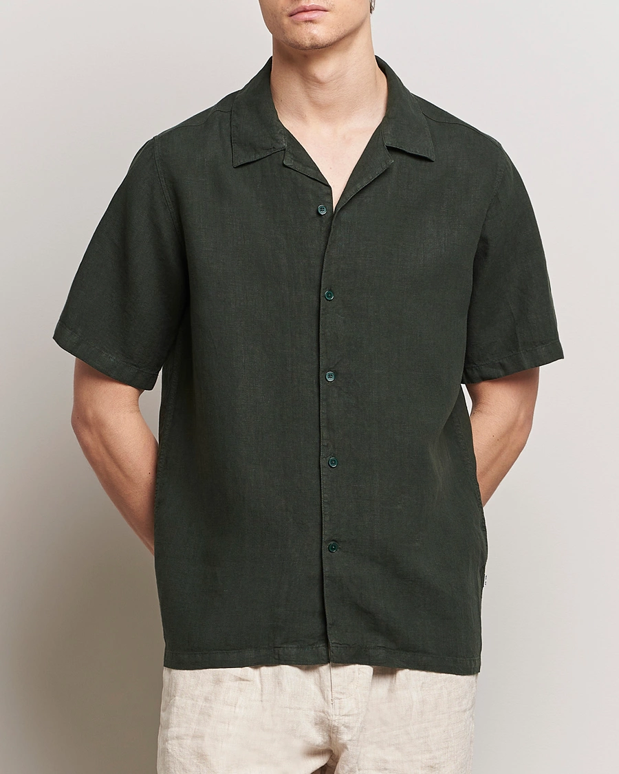Herren | Kurzarmhemden | NN07 | Julio Linen Resort Shirt Rosin Green