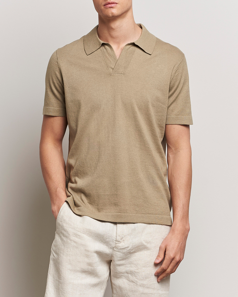 Men | Clothing | NN07 | Ryan Cotton/Linen Polo Greige