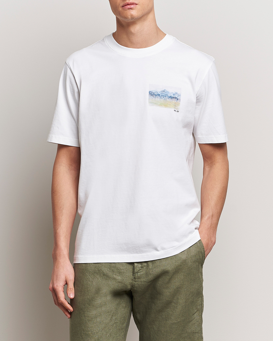 Herren | Neue Produktbilder | NN07 | Adam Printed Crew Neck T-Shirt White