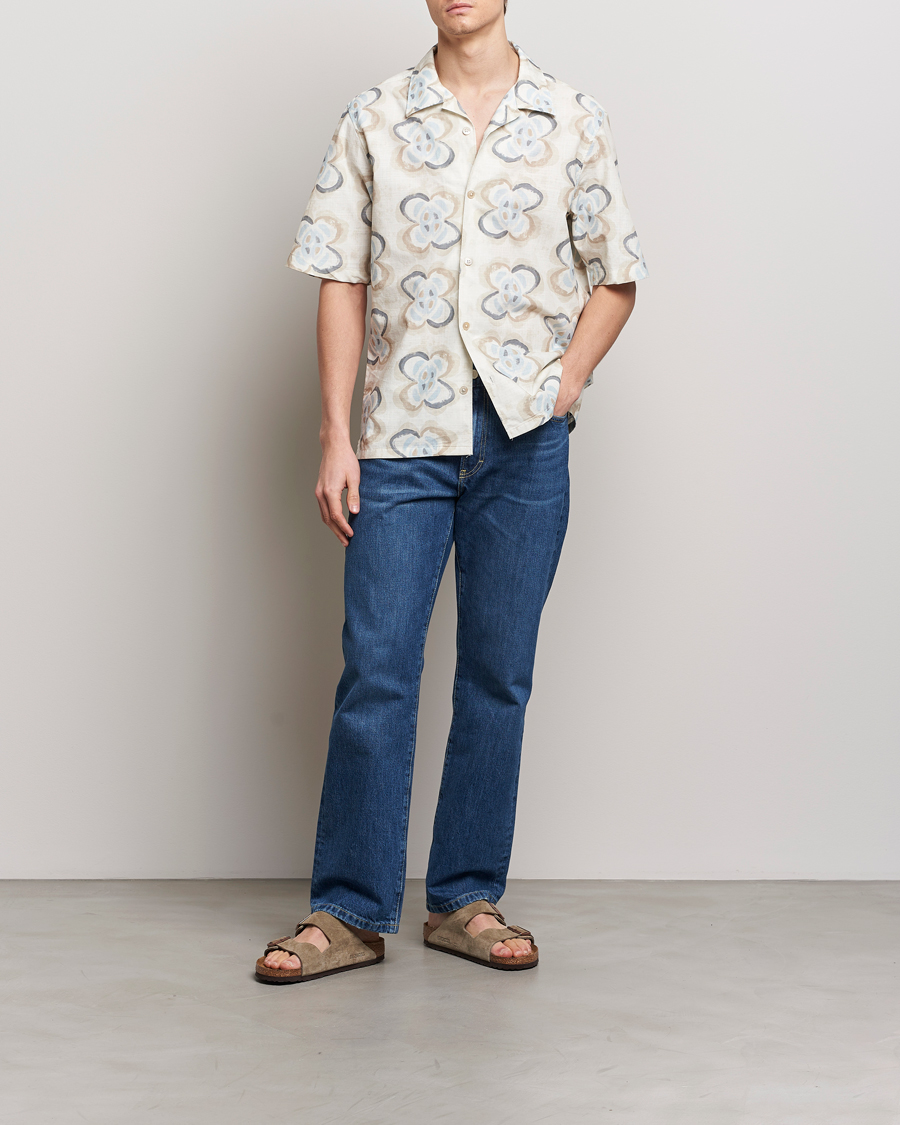 Herren | Hemden | NN07 | Ole Printed Short Sleeve Shirt Ecru Multi