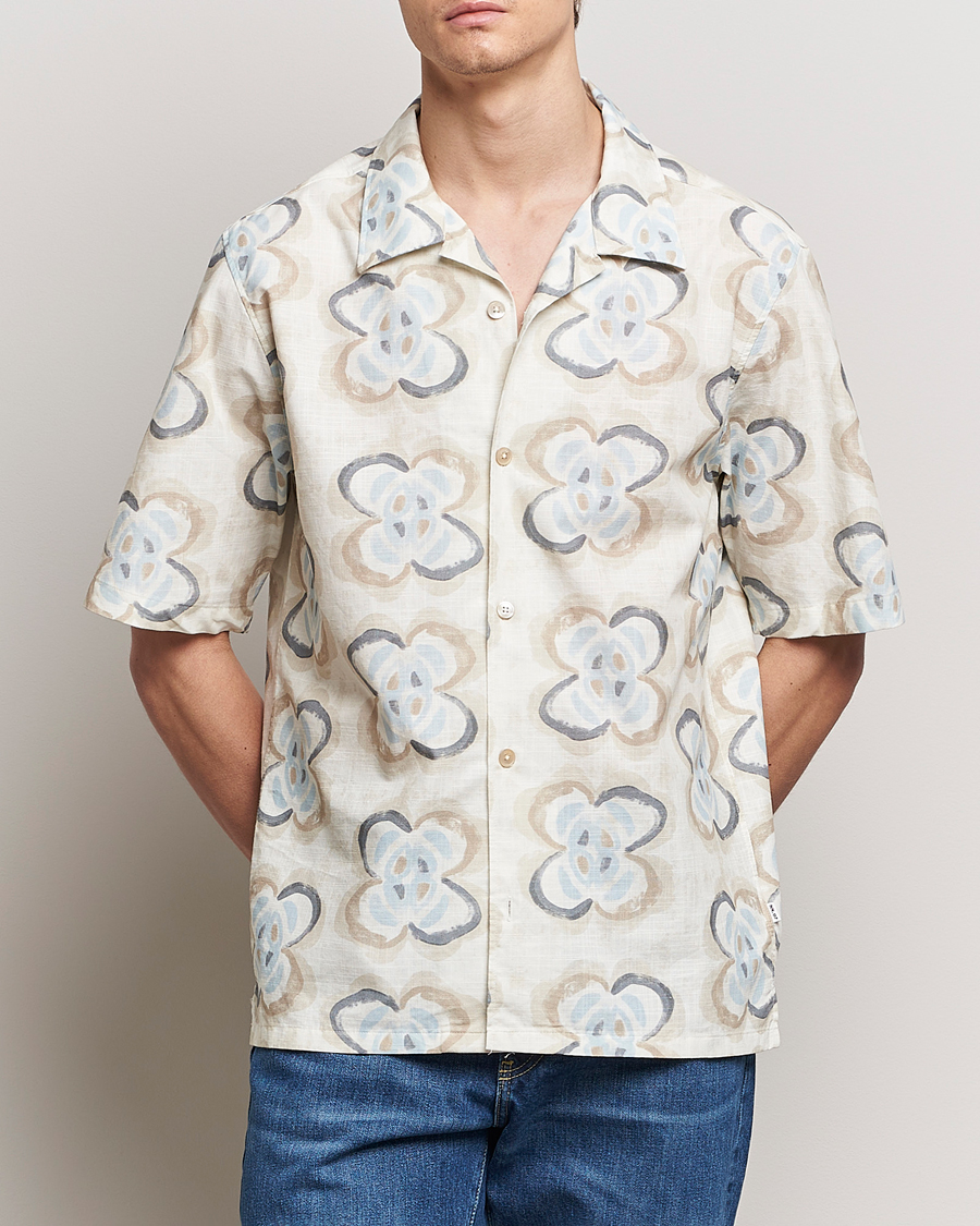 Herren | Kurzarmhemden | NN07 | Ole Printed Short Sleeve Shirt Ecru Multi