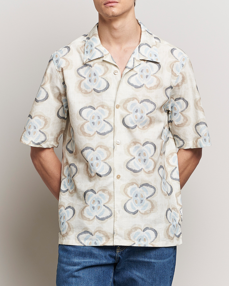 Herren | Neu im Onlineshop | NN07 | Ole Printed Short Sleeve Shirt Ecru Multi