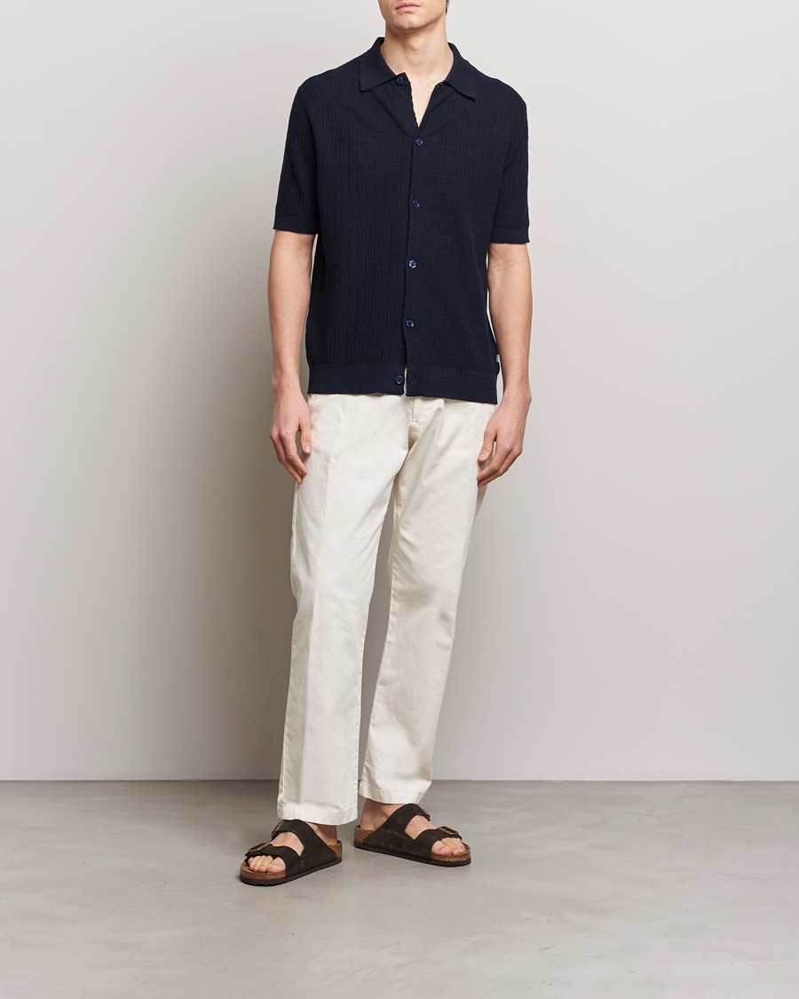 Herren | Hemden | NN07 | Nolan Knitted Shirt Sleeve Shirt Navy Blue