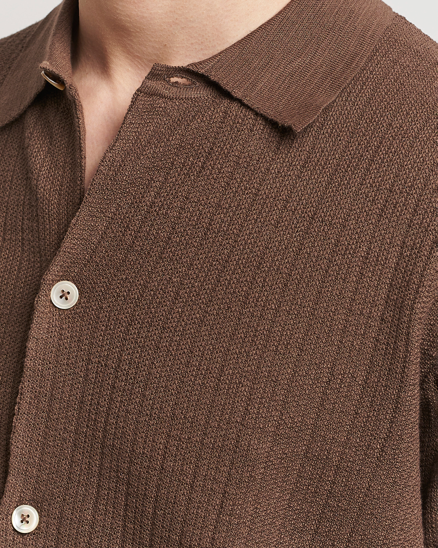 Herren | Hemden | NN07 | Nolan Knitted Shirt Sleeve Shirt Cocoa Brown