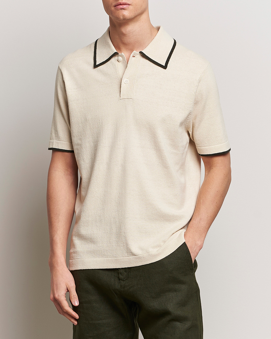 Herren |  | NN07 | Damon Silk/Cotton Knitted Polo Oat