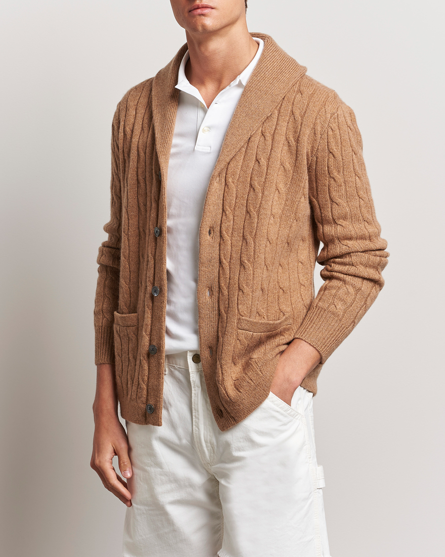 Herren | Strickjacke | Polo Ralph Lauren | Cashmere Cable Shawl Cardigan Brown Sugar Melange