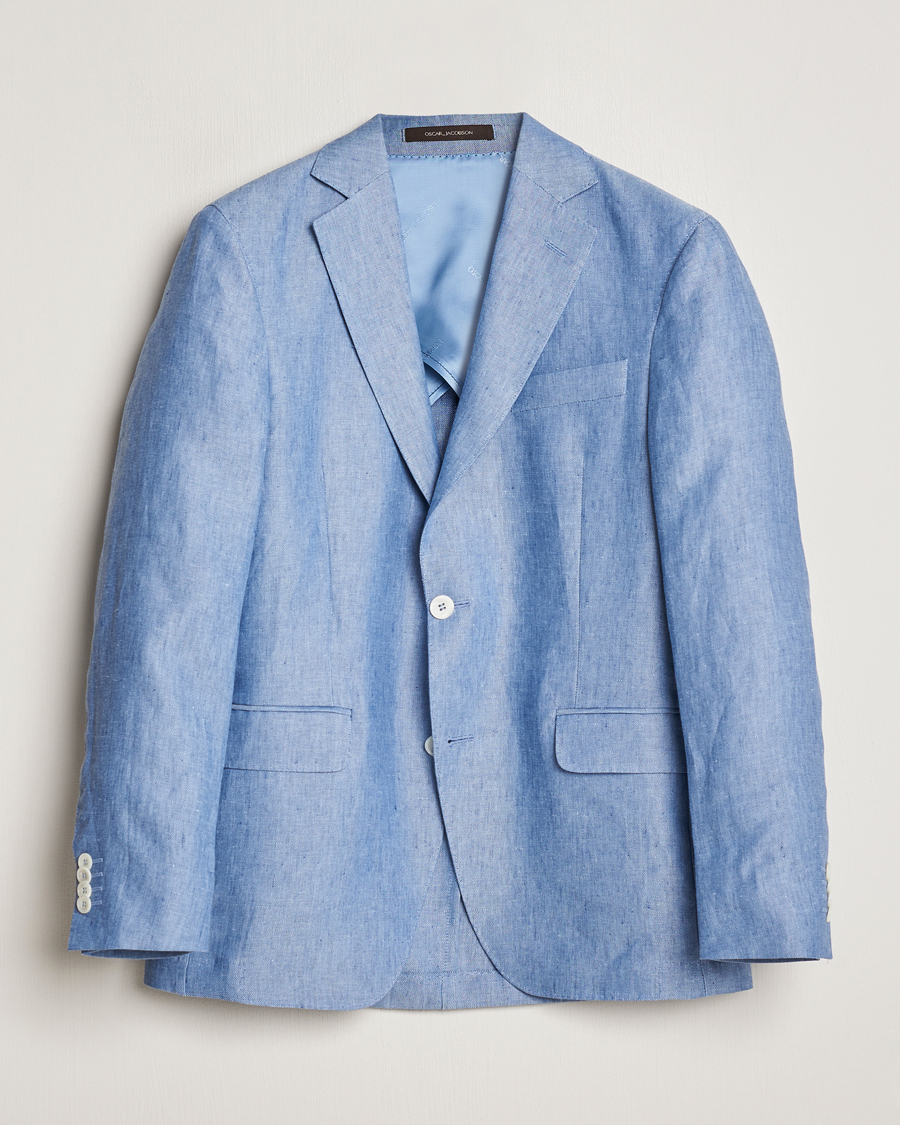 Herren | Sakkos | Oscar Jacobson | Ferry Soft Linen Blazer Smog Blue