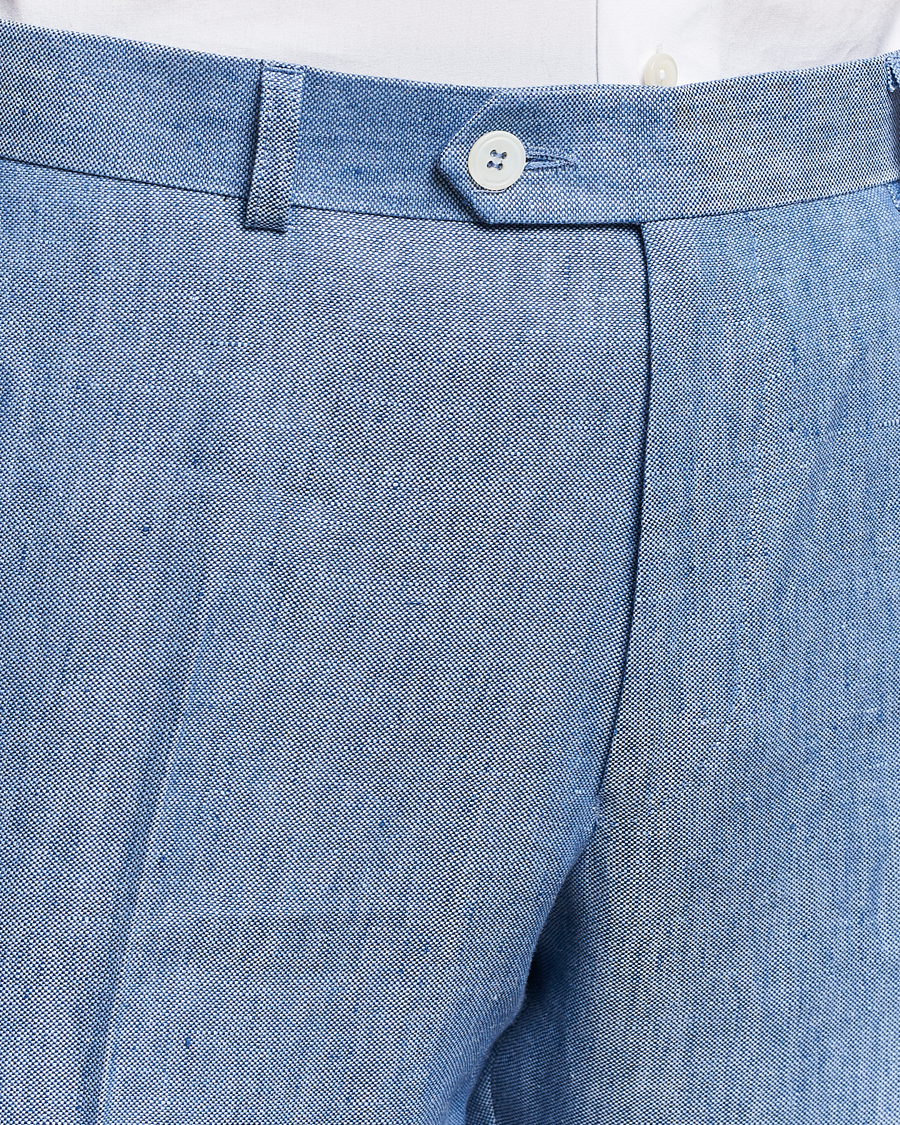 Herren | Hosen | Oscar Jacobson | Denz Linen Trousers Smog Blue
