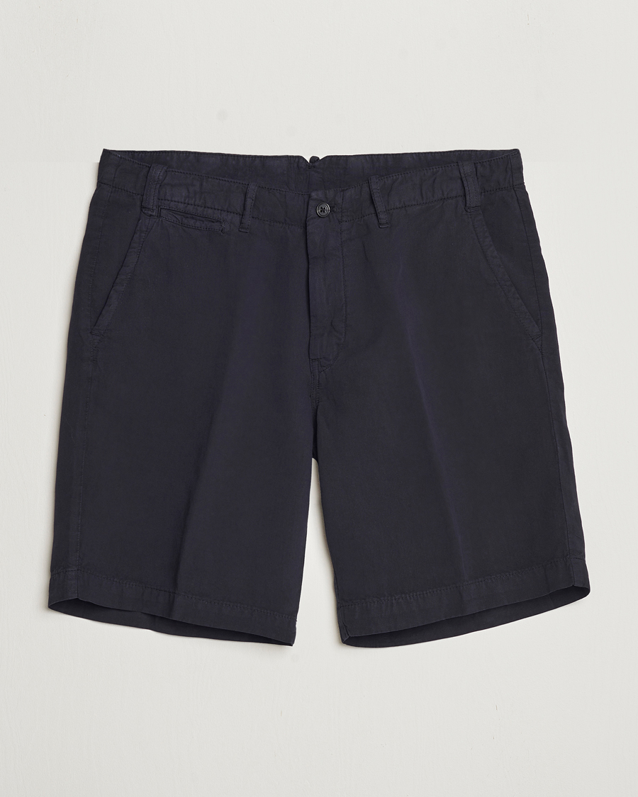 Herren | Shorts | Oscar Jacobson | Poggio Washed Linen Shorts Navy