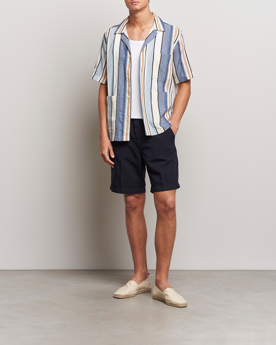 Herren | Shorts | Oscar Jacobson | Poggio Washed Linen Shorts Navy