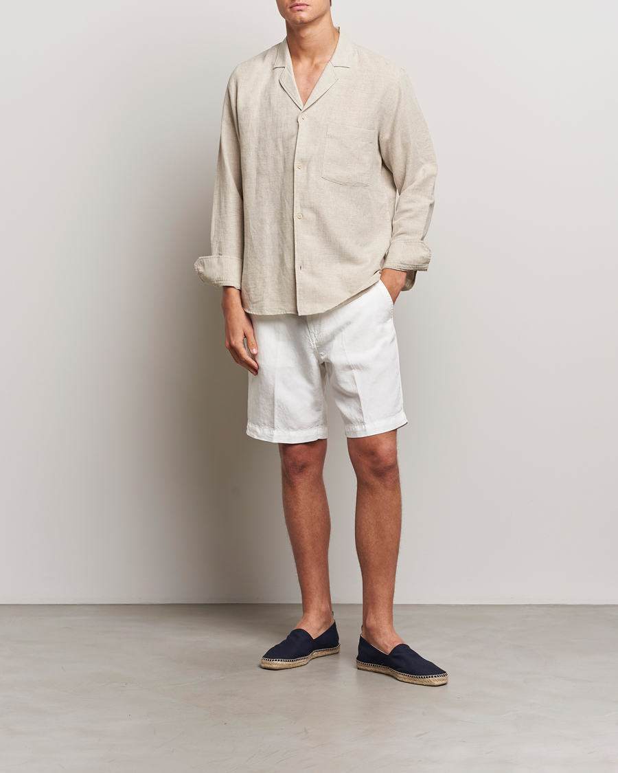 Herren | Shorts | Oscar Jacobson | Poggio Washed Linen Shorts White