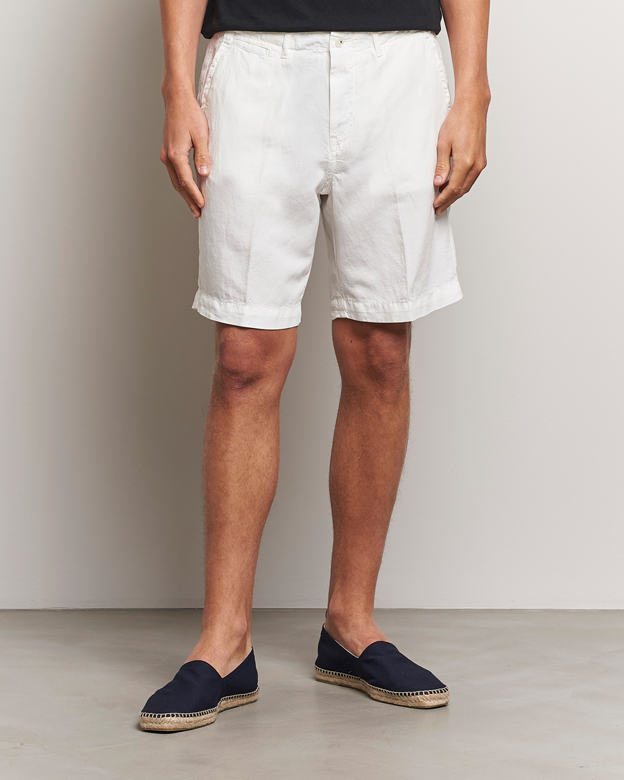 Herren |  | Oscar Jacobson | Poggio Washed Linen Shorts White