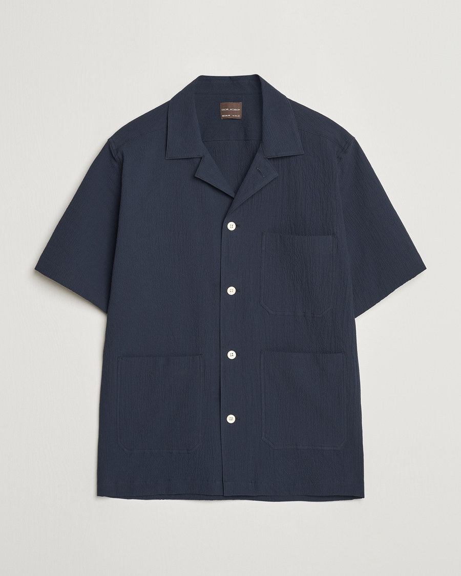 Herren | Hemden | Oscar Jacobson | Hanks Reg Seersucker Shirt Navy