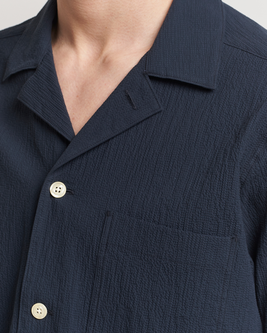 Herren | Hemden | Oscar Jacobson | Hanks Reg Seersucker Shirt Navy