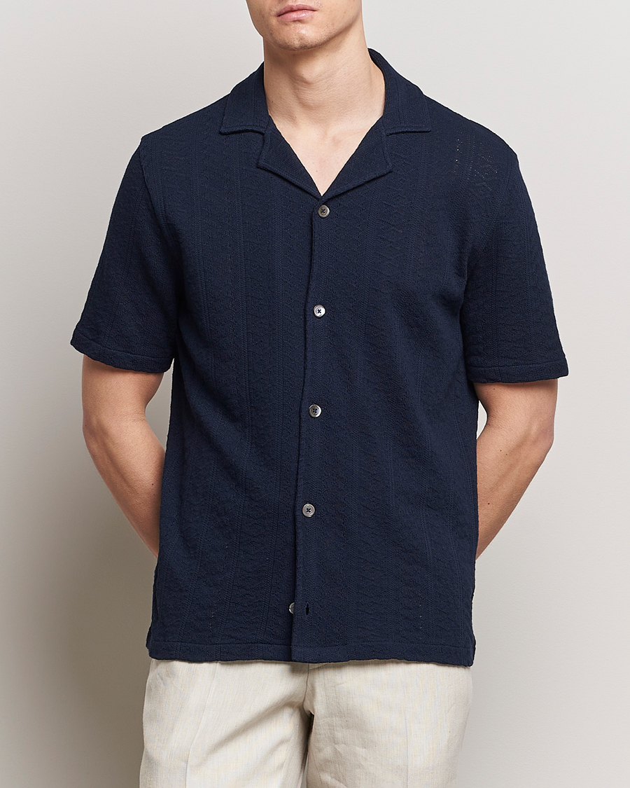 Herren | Oscar Jacobson | Oscar Jacobson | Mattis Reg Knitted Shirt Navy