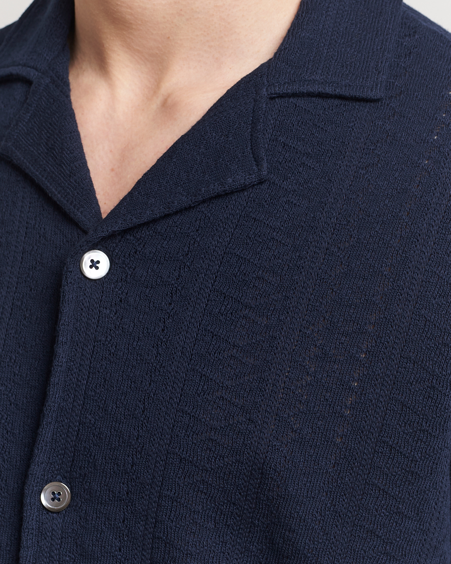 Herren | Hemden | Oscar Jacobson | Mattis Reg Knitted Shirt Navy