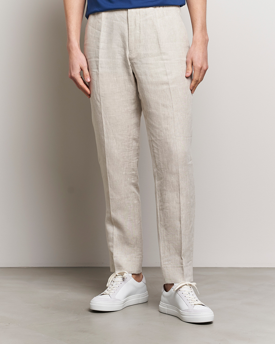 Men | Linen Trousers | J.Lindeberg | Soren Linen Pants Safari Beige