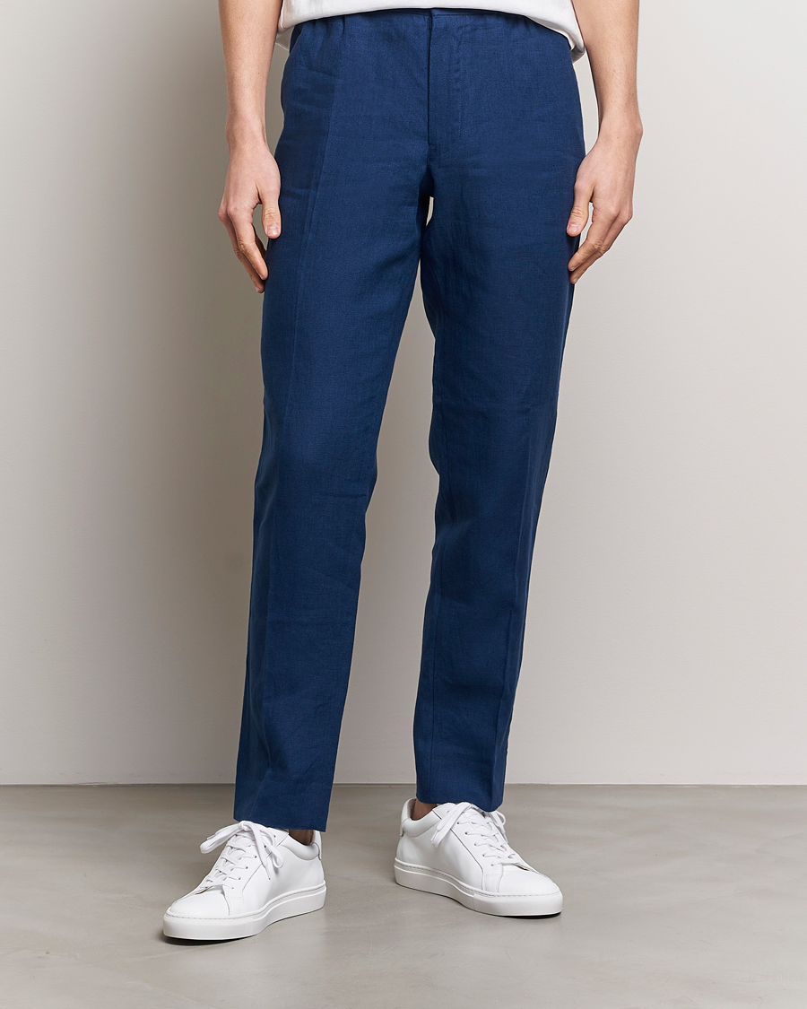 Men | Linen Trousers | J.Lindeberg | Soren Linen Pants Estate Blue