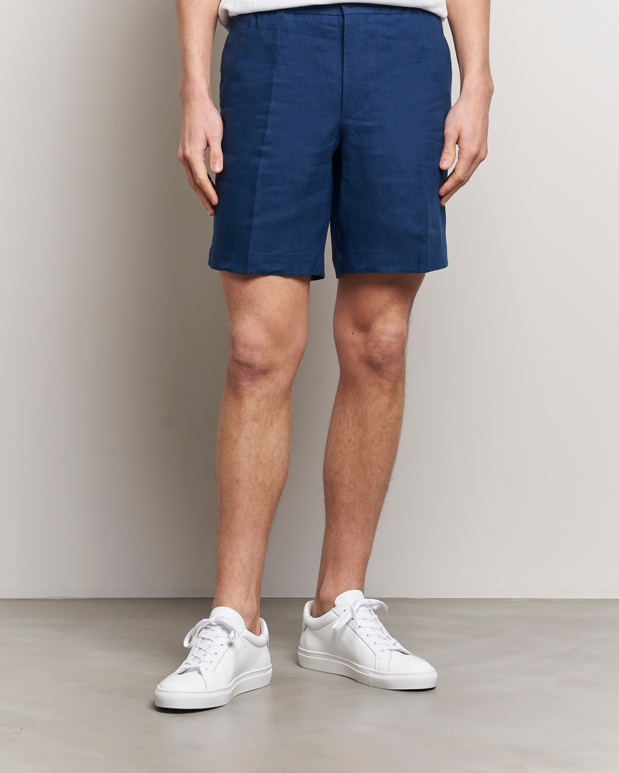 Herren | Shorts | J.Lindeberg | Baron Linen Shorts Estate Blue