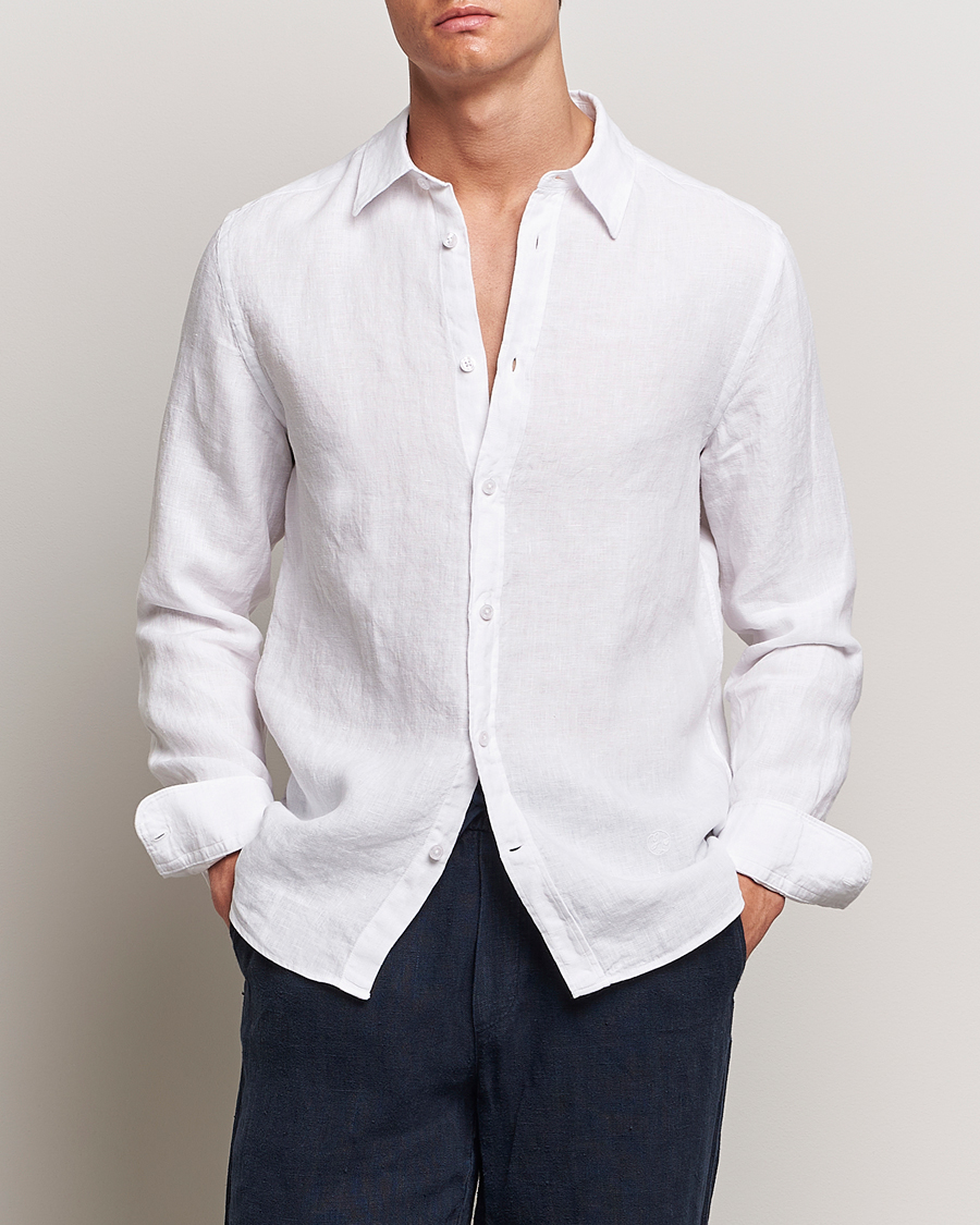 Herre | Tøj | J.Lindeberg | Slim Linen Melange Shirt White