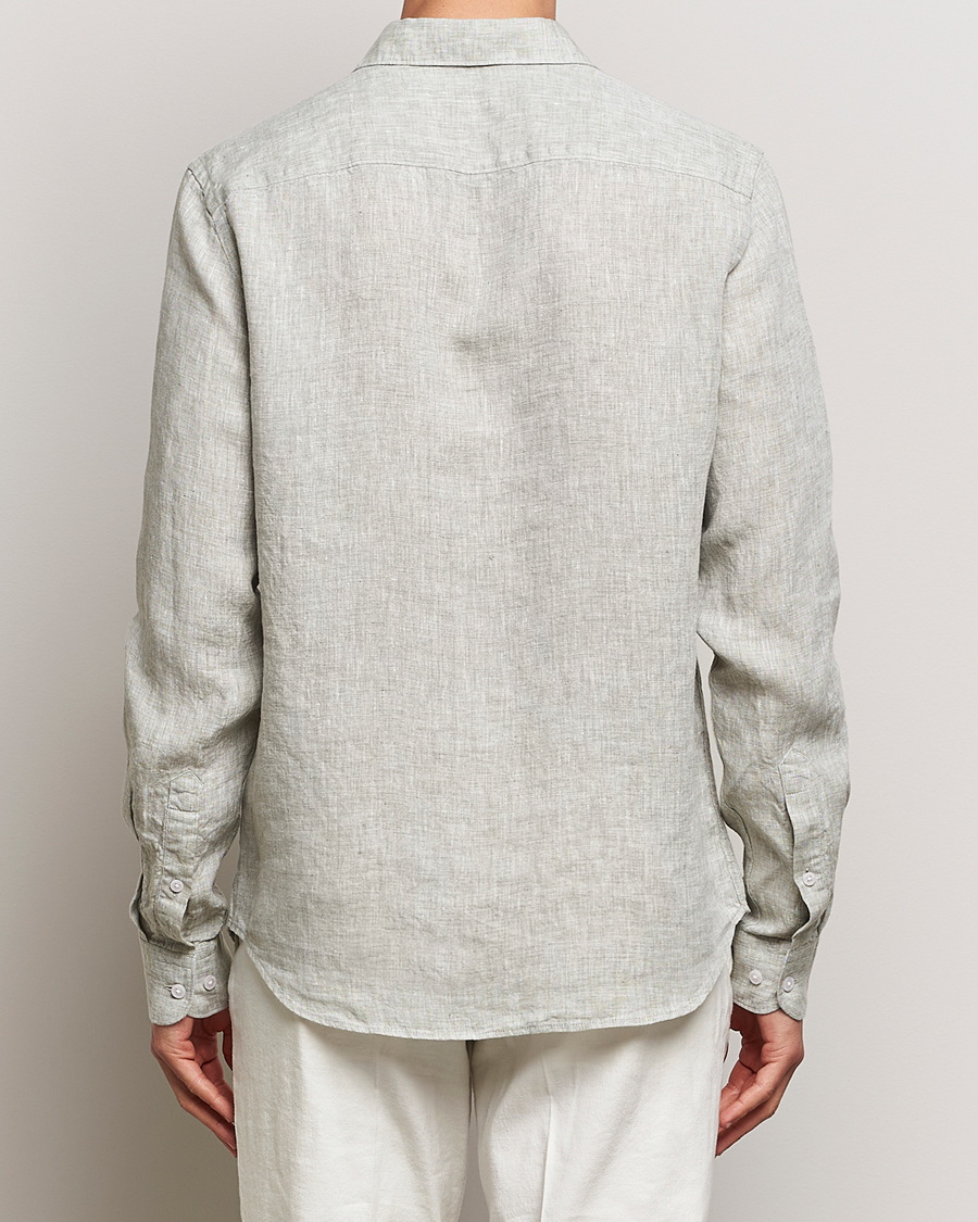 Herren | Hemden | J.Lindeberg | Slim Linen Melange Shirt Oil Green