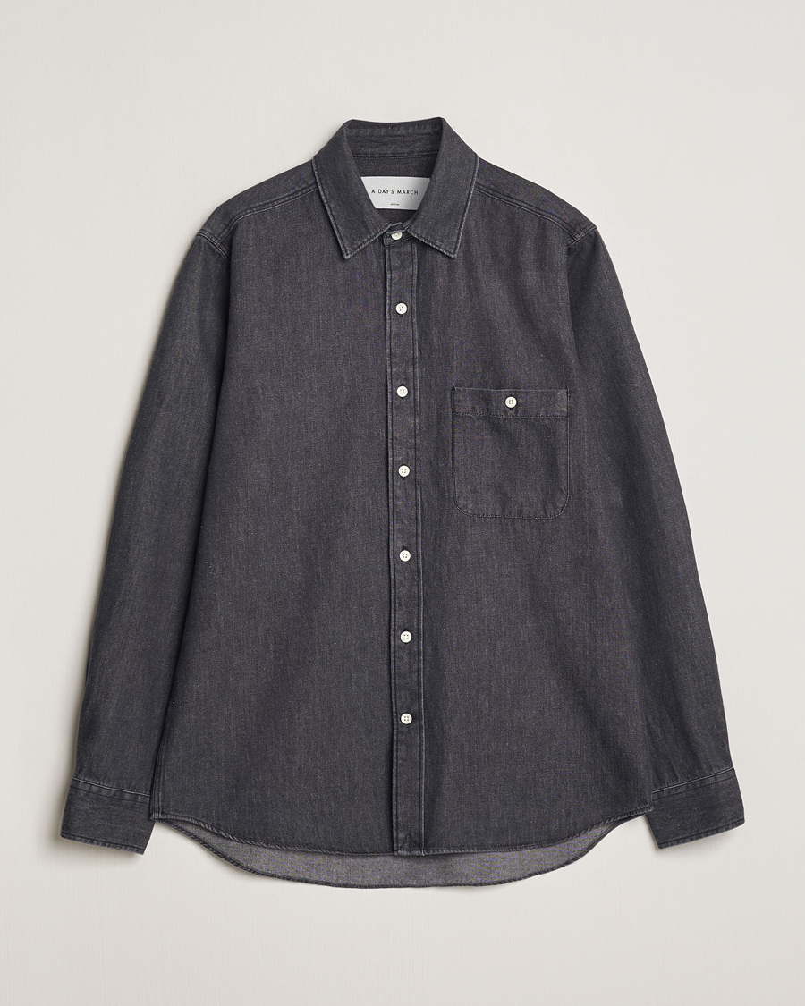 Herren | Hemden | A Day's March | Mason Sturdy Denim Shirt Off Black