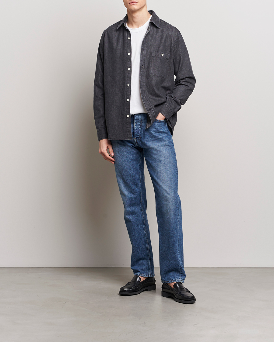 Herren | Hemden | A Day's March | Mason Sturdy Denim Shirt Off Black