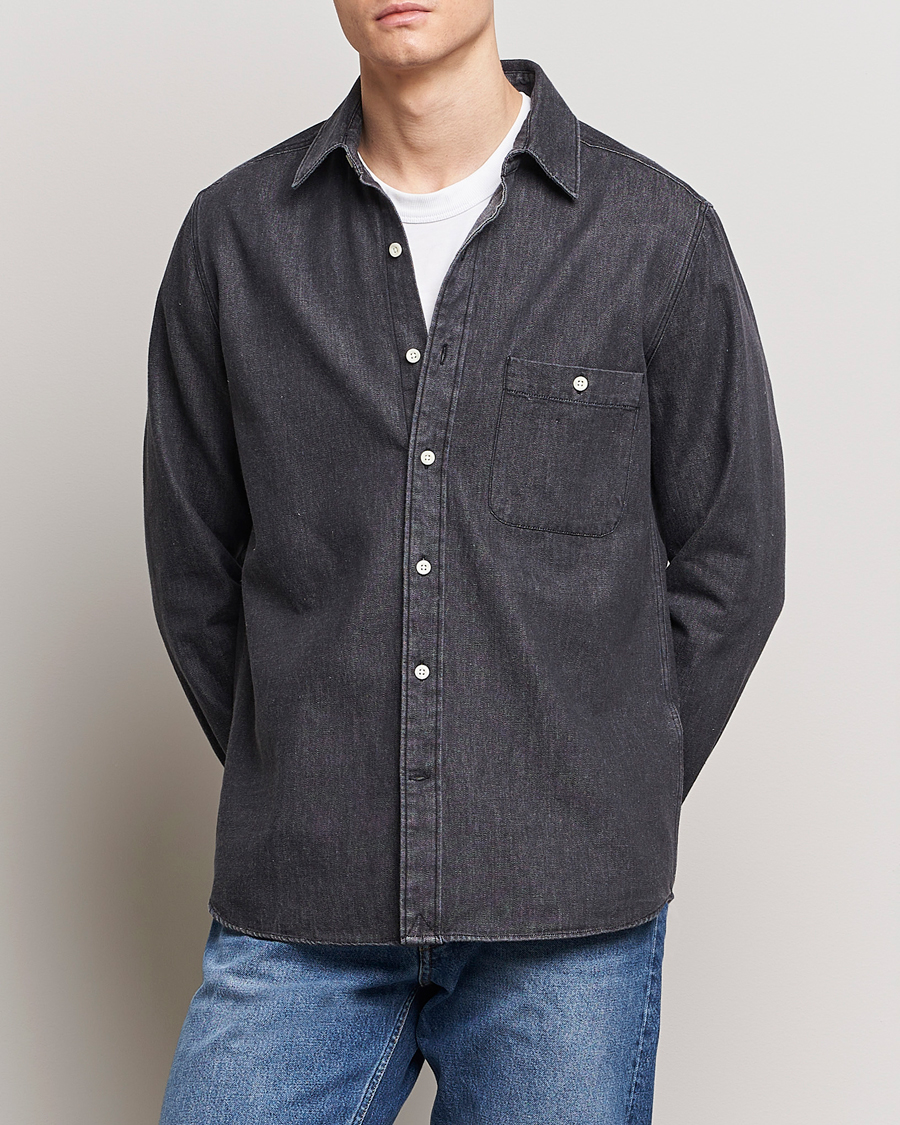 Herren | Hemden | A Day's March | Mason Sturdy Denim Shirt Off Black