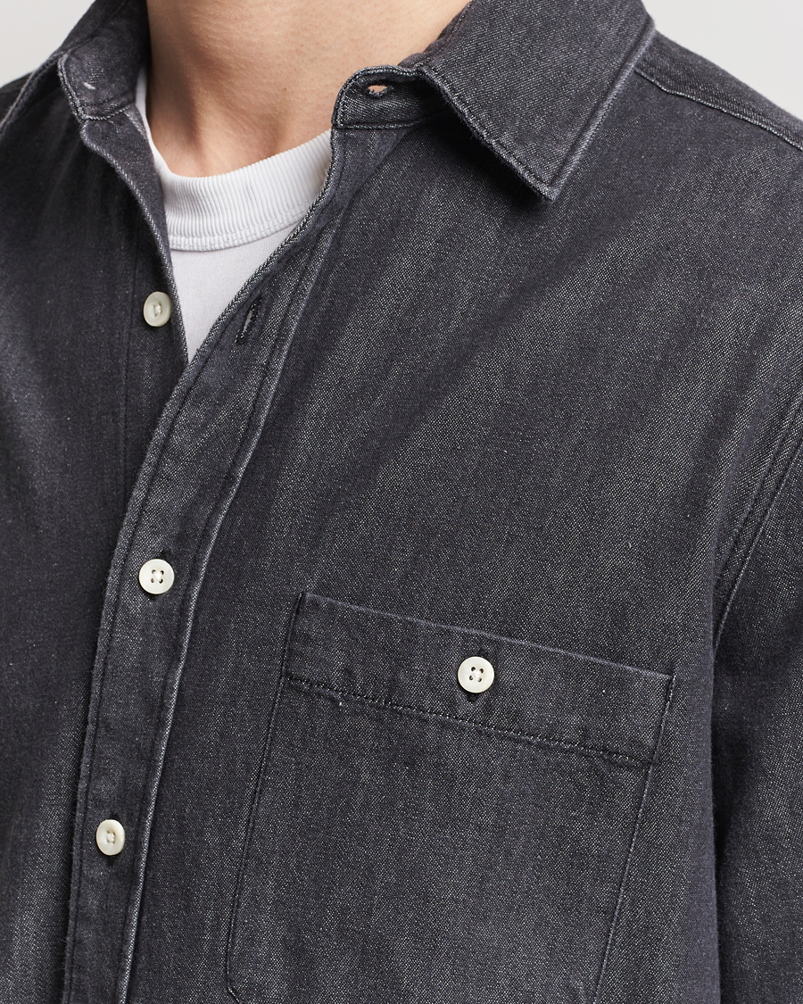 Herren | Hemden | A Day's March | Mason Sturdy Denim Shirt Off Black