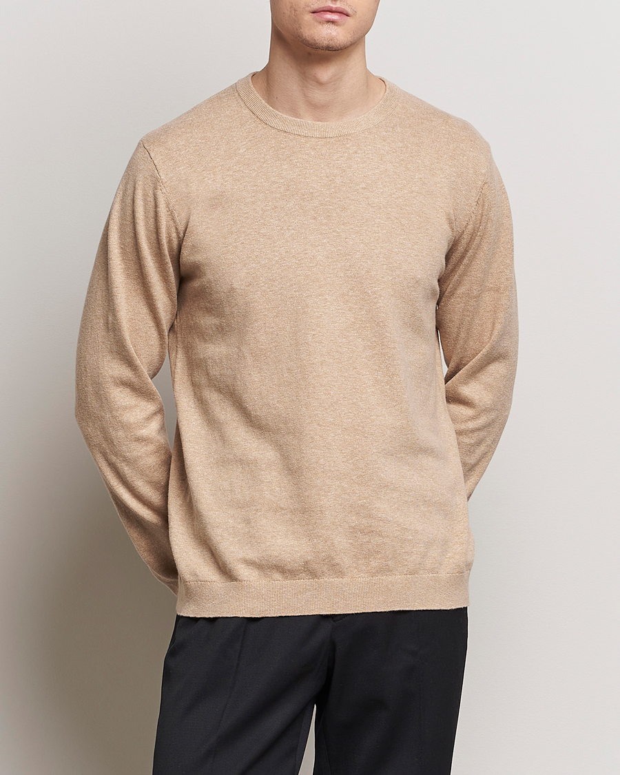 Herre | Trøjer | A Day\'s March | Alagon Cotton/Linen Crew Khaki