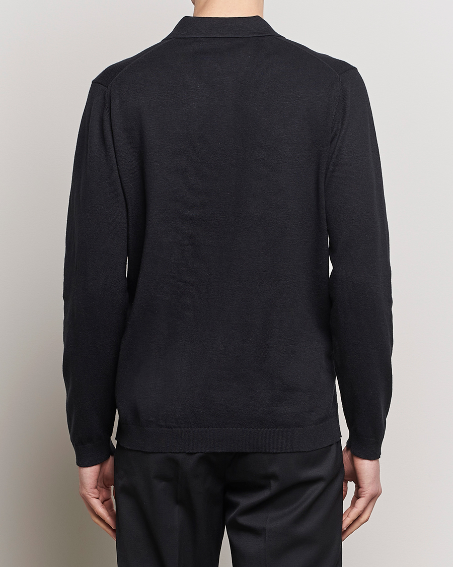 Herren | Pullover | A Day's March | Ambroz Cotton/Linen Polo Black