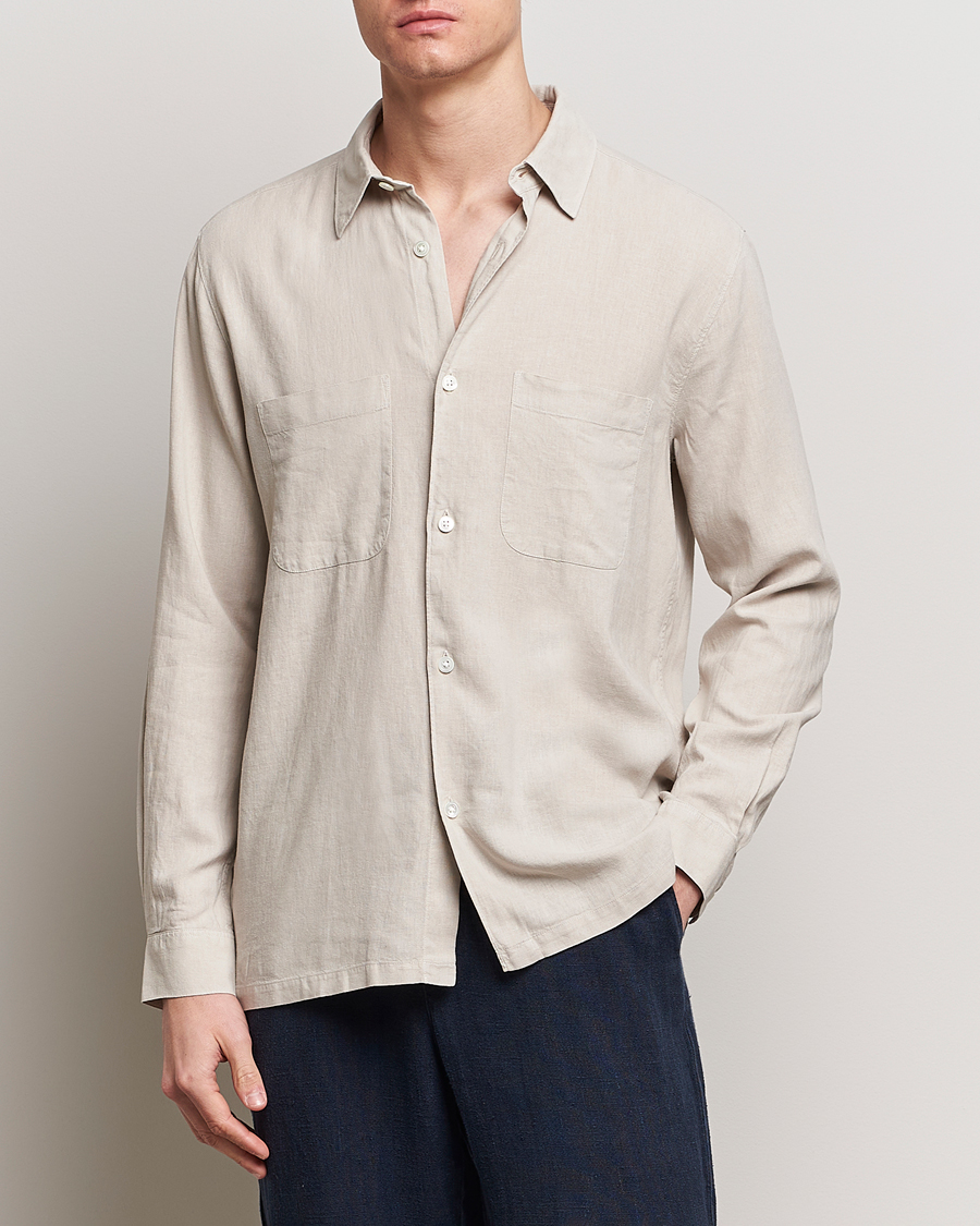 Men | Contemporary Creators | A Day's March | Balain Linen/Viscose Shirt Dove