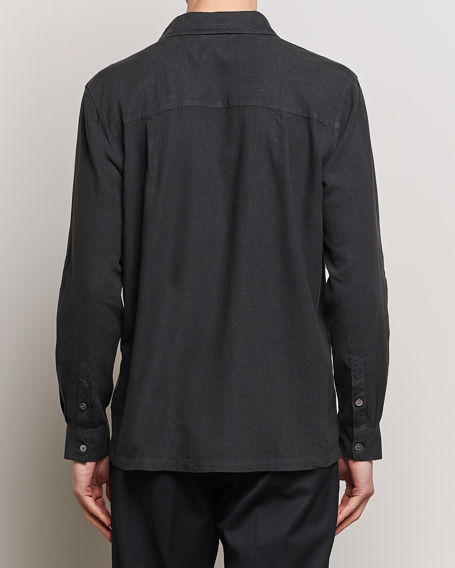 Herren | Hemden | A Day's March | Balain Linen/Viscose Shirt Off Black