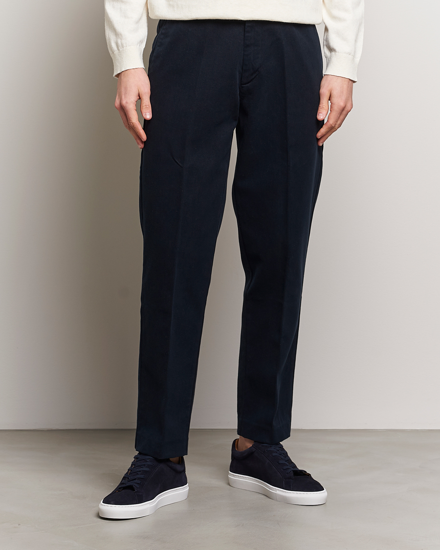 Herren | Hosen | A Day's March | Miller Cotton/Lyocell Trousers Navy