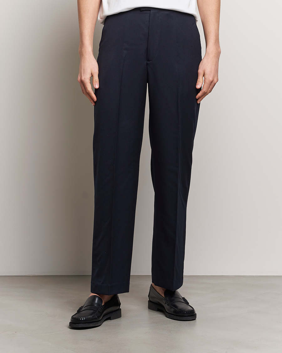 Men | Trousers | A Day's March | Edward Relaxed Wool Trousers Navy