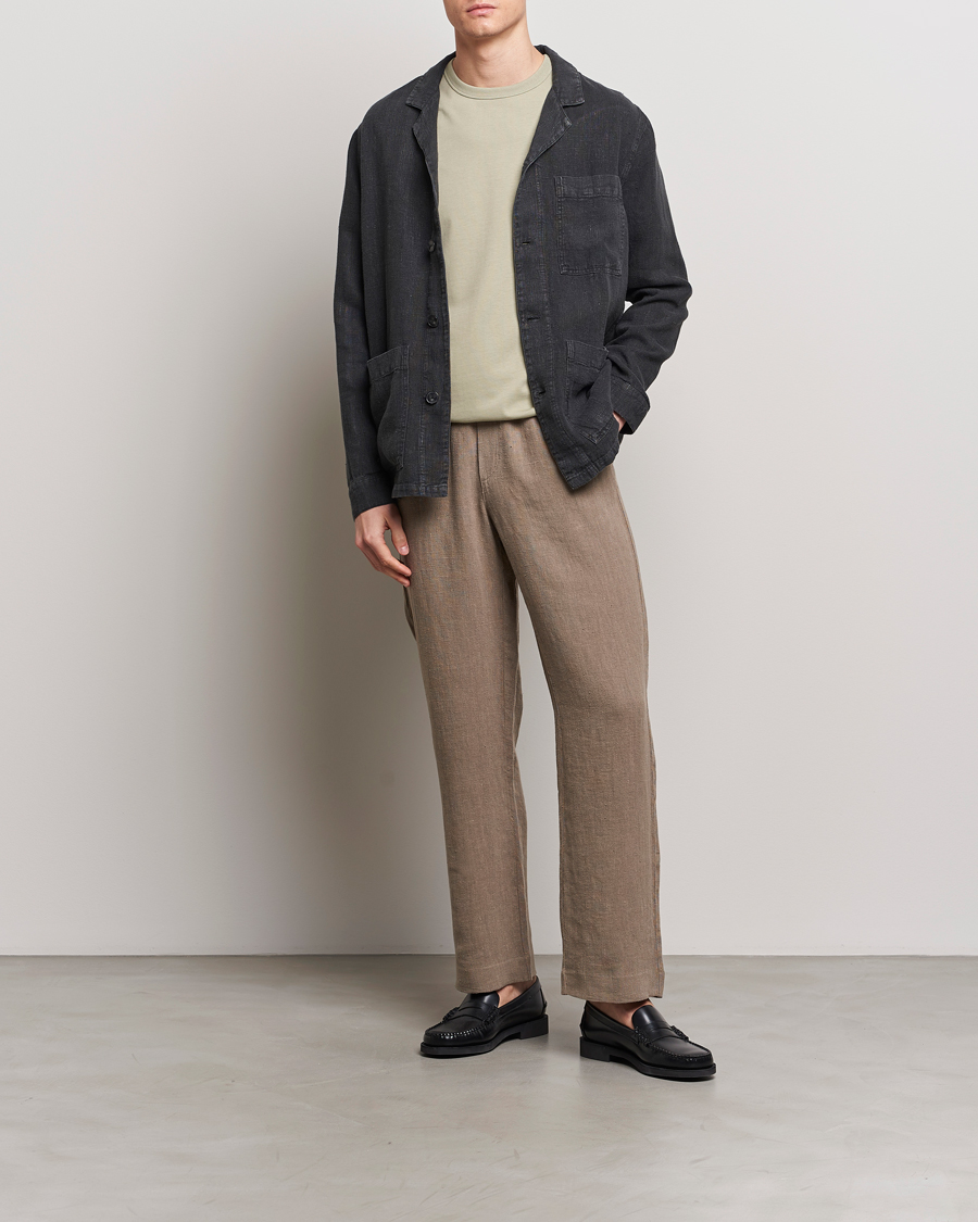 Herren | Hemden | A Day's March | Bangher Linen Overshirt Black
