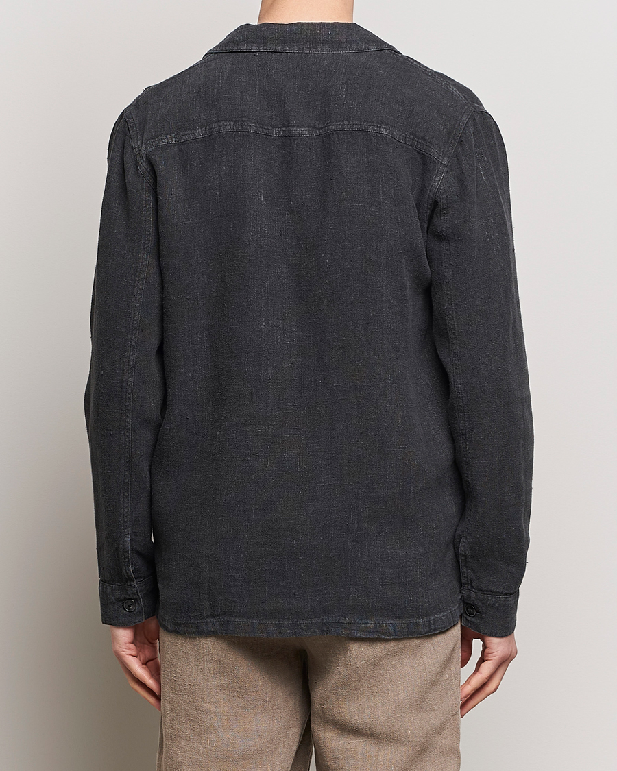 Herren | Hemden | A Day's March | Bangher Linen Overshirt Black