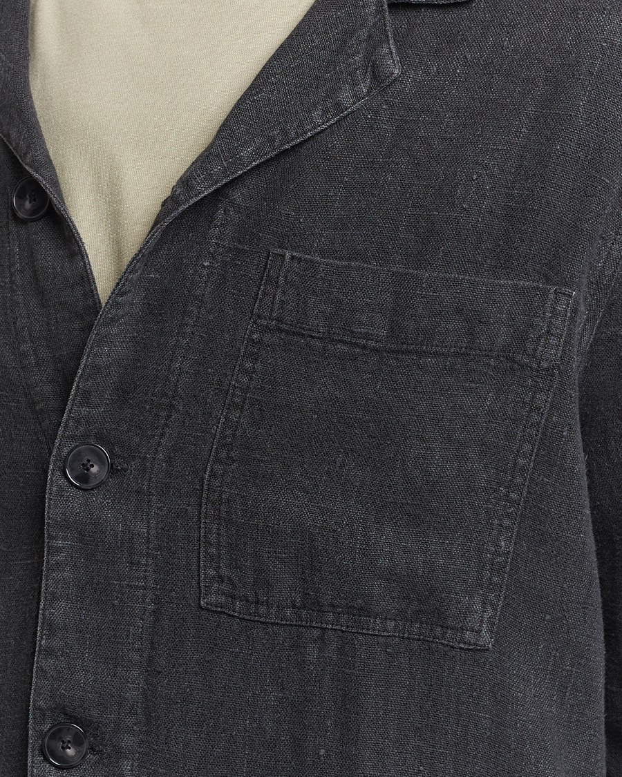 Herren | Hemden | A Day's March | Bangher Linen Overshirt Black