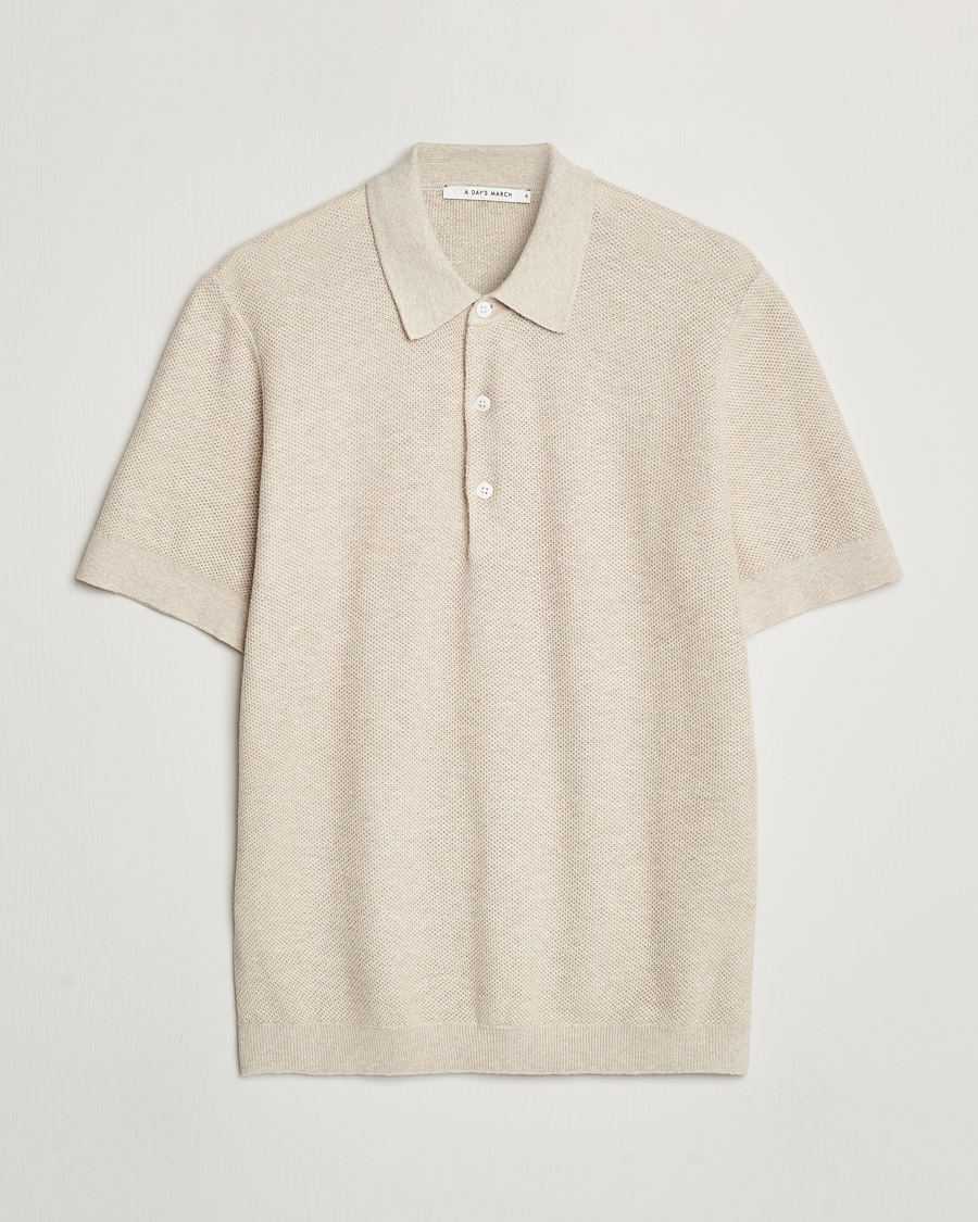 Herren | Poloshirts | A Day's March | Rosehall Popcorn Stitch Polo Sand