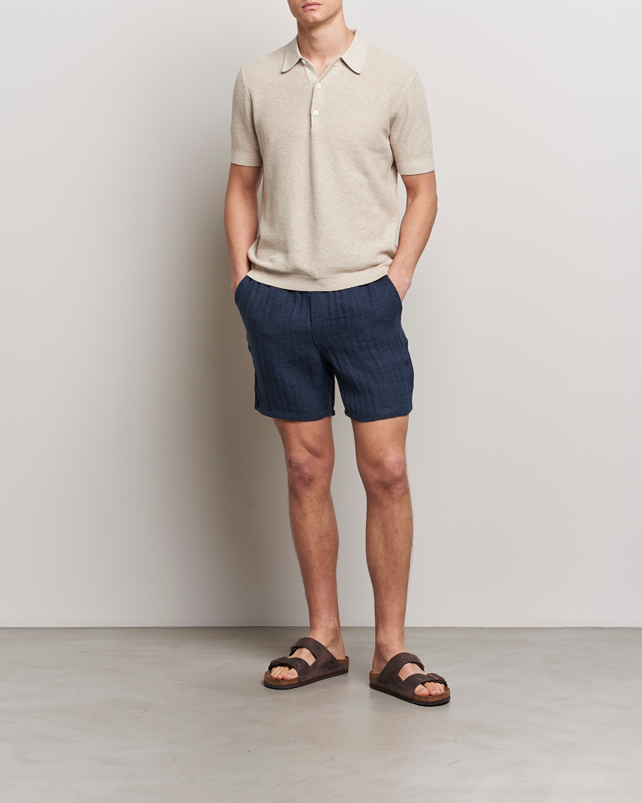 Herren | Poloshirts | A Day's March | Rosehall Popcorn Stitch Polo Sand