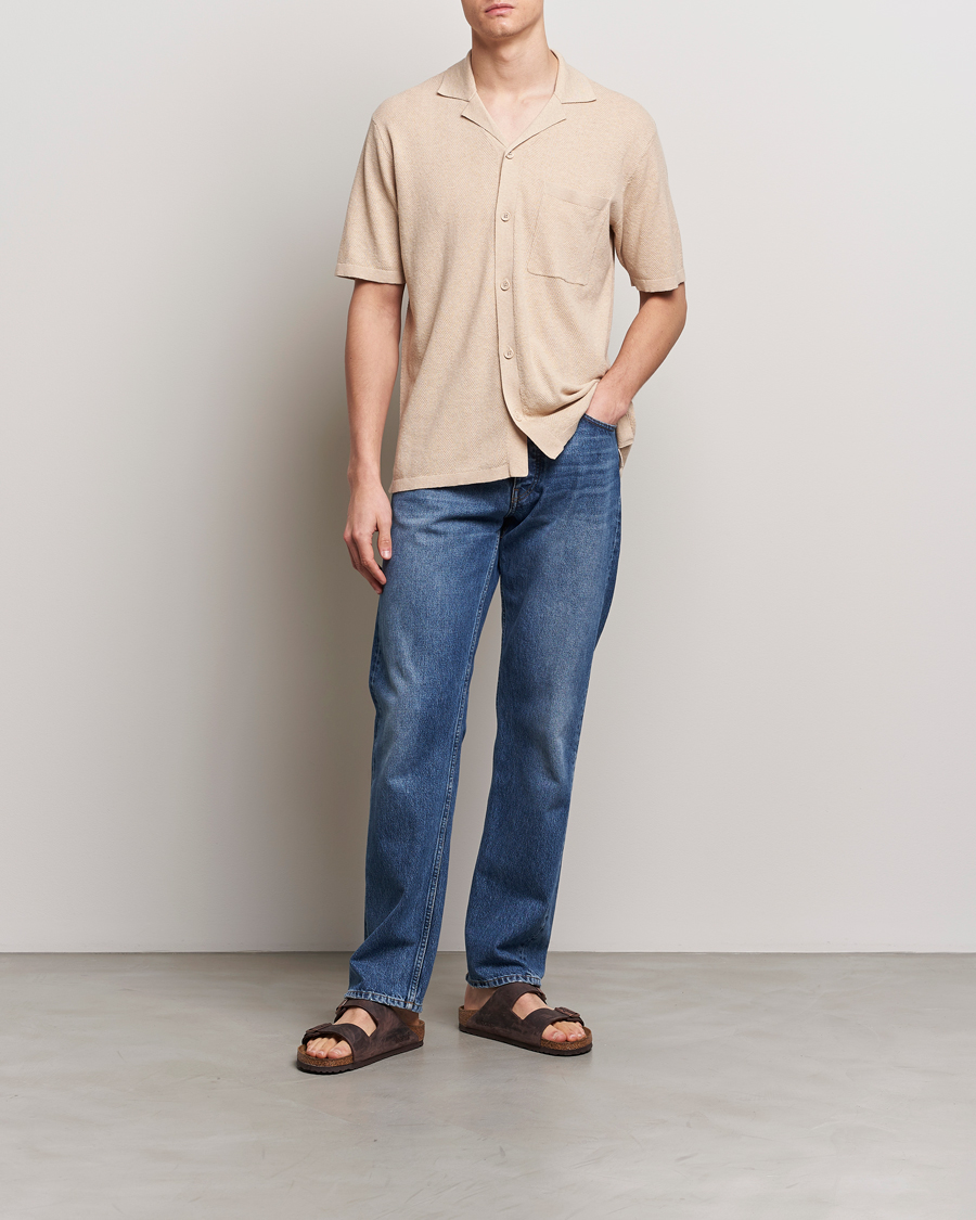 Herren | Hemden | A Day's March | Yamu Knitted Herringbone Shirt Oyster