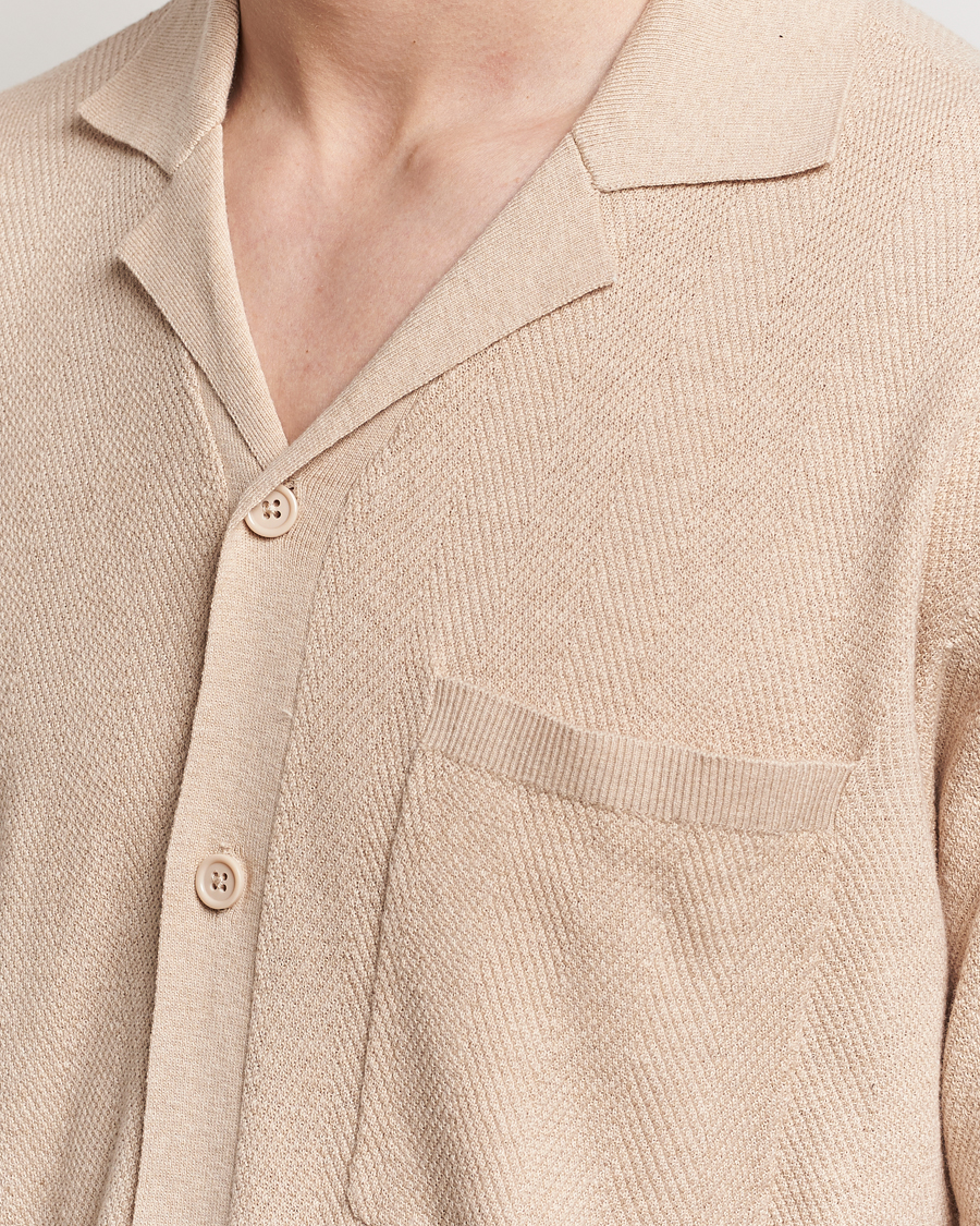 Herren | Hemden | A Day's March | Yamu Knitted Herringbone Shirt Oyster
