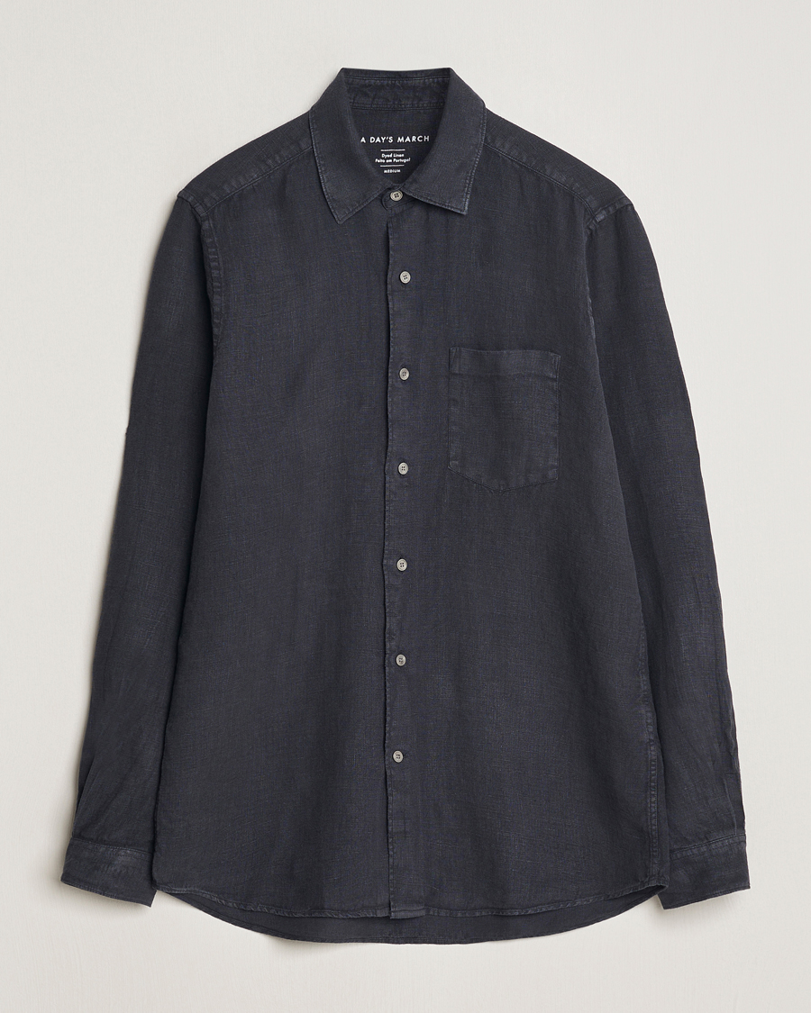 Herren |  | A Day's March | Abu Linen Shirt Off Black