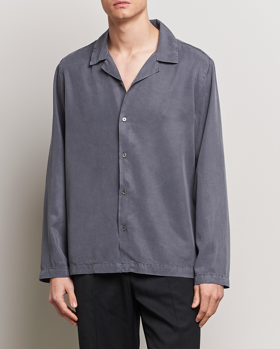 Herren | Neu im Onlineshop | A Day's March | Chase Camp Collar Lyocell Shirt Dark Grey